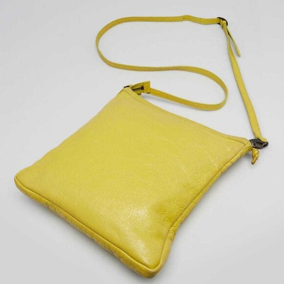 Balenciaga Jaune Poussin Lambskin Leather Flat Crossbody Bag - Picture 2 of 12